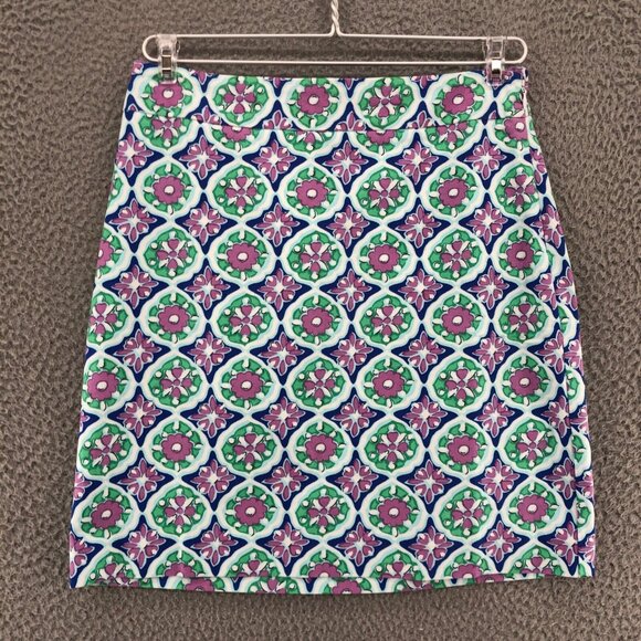 Talbots Skirt Women 2 Petite Multicolor Floral Mini Straight Pencil Stretch Work - Picture 1 of 9